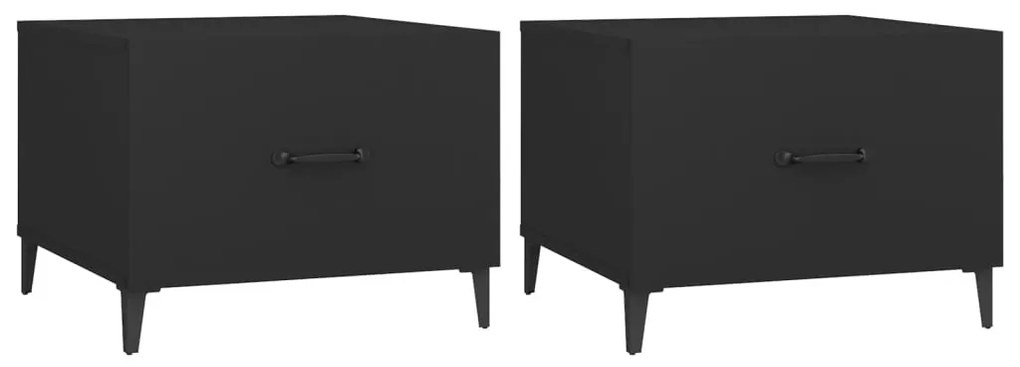 2 db fekete dohányzóasztal fémlábakkal 50 x 50 x 40 cm