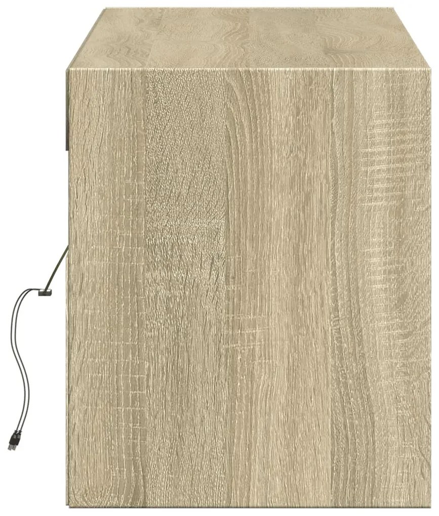 sonoma tölgy színű fali TV-szekrény LED-ekkel 140 x 31 x 38 cm