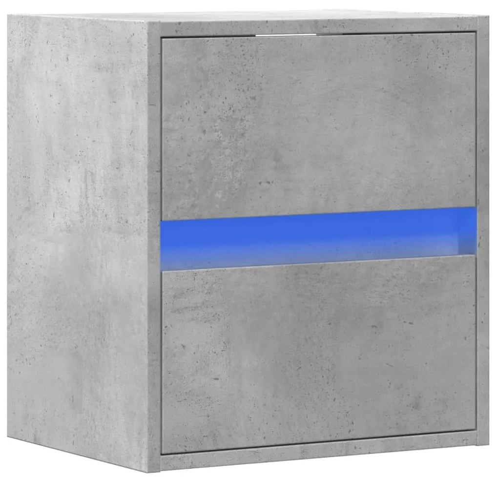 betonszürke falra szerelhető TV-szekrény LED-del 41x31x45 cm