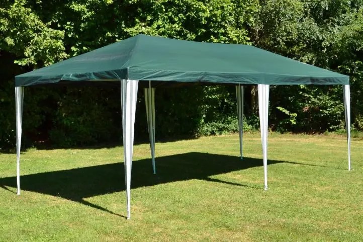 Kerti sátor ablakokkal és zárható falakkal 3×6 m zöld