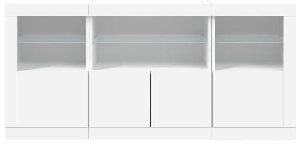fehér tálalószekrény LED-világítással 142,5 x 37 x 67 cm
