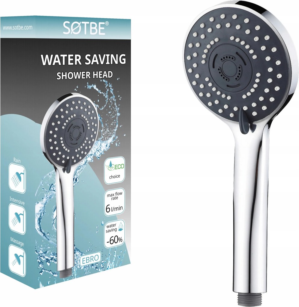 3F Zuhanyfej akár 60% vízmegtakarítással Sotbe Ebro Lark SOHE-10