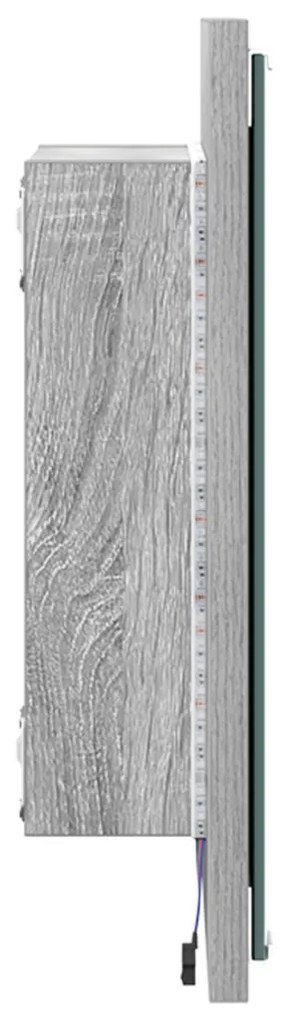 LED fürdőszoba tükör szürke sonoma 40x8.5x37 cm mérnöki fa
