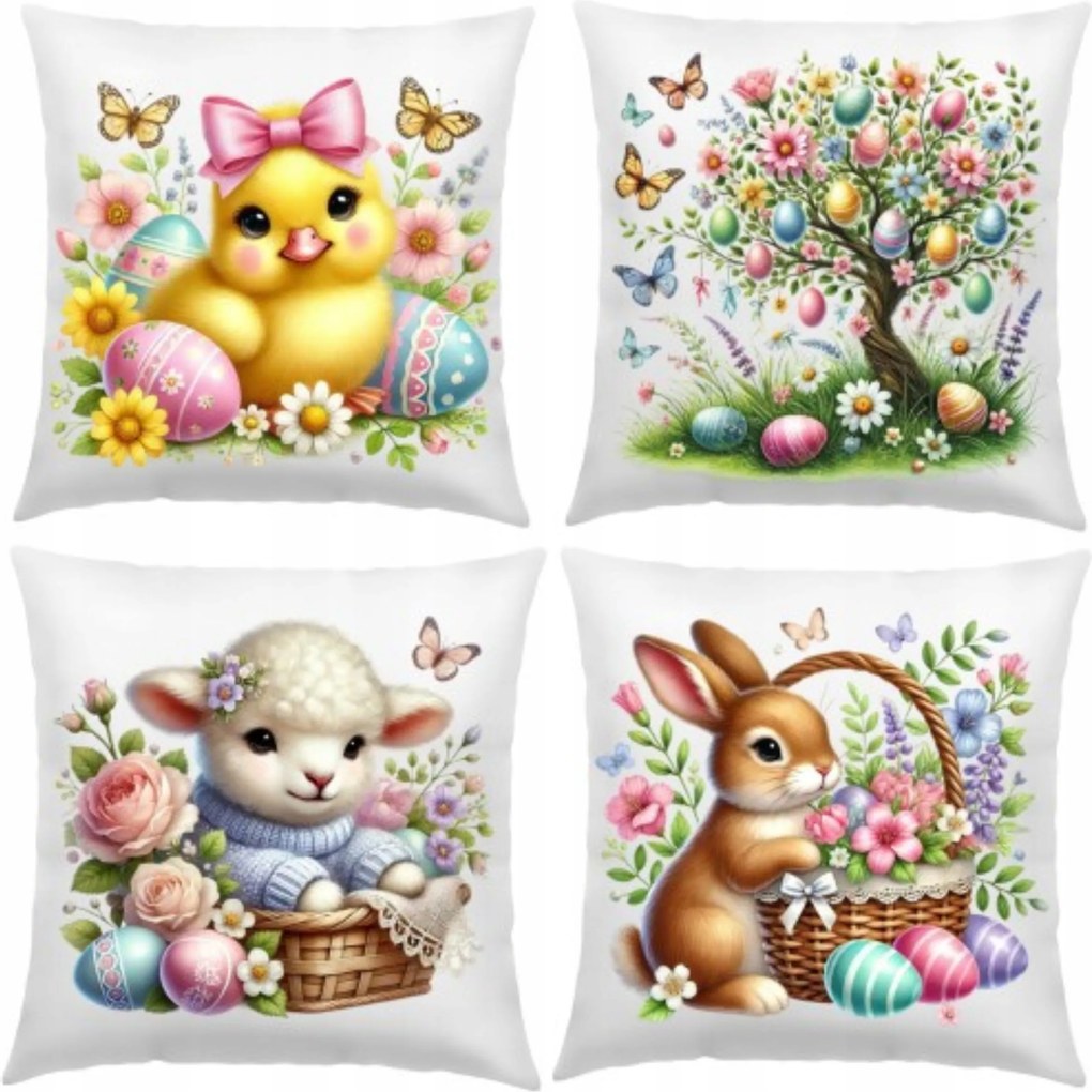 Húsvéti Párnahuzat 40x40 cm Dekorációs Párnahuzat Szett 4 db-os