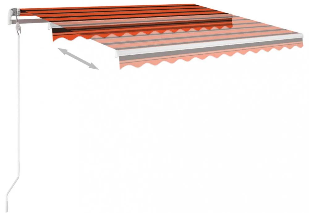 narancs és barna kézzel kihúzható LED-es napellenző 300x250 cm