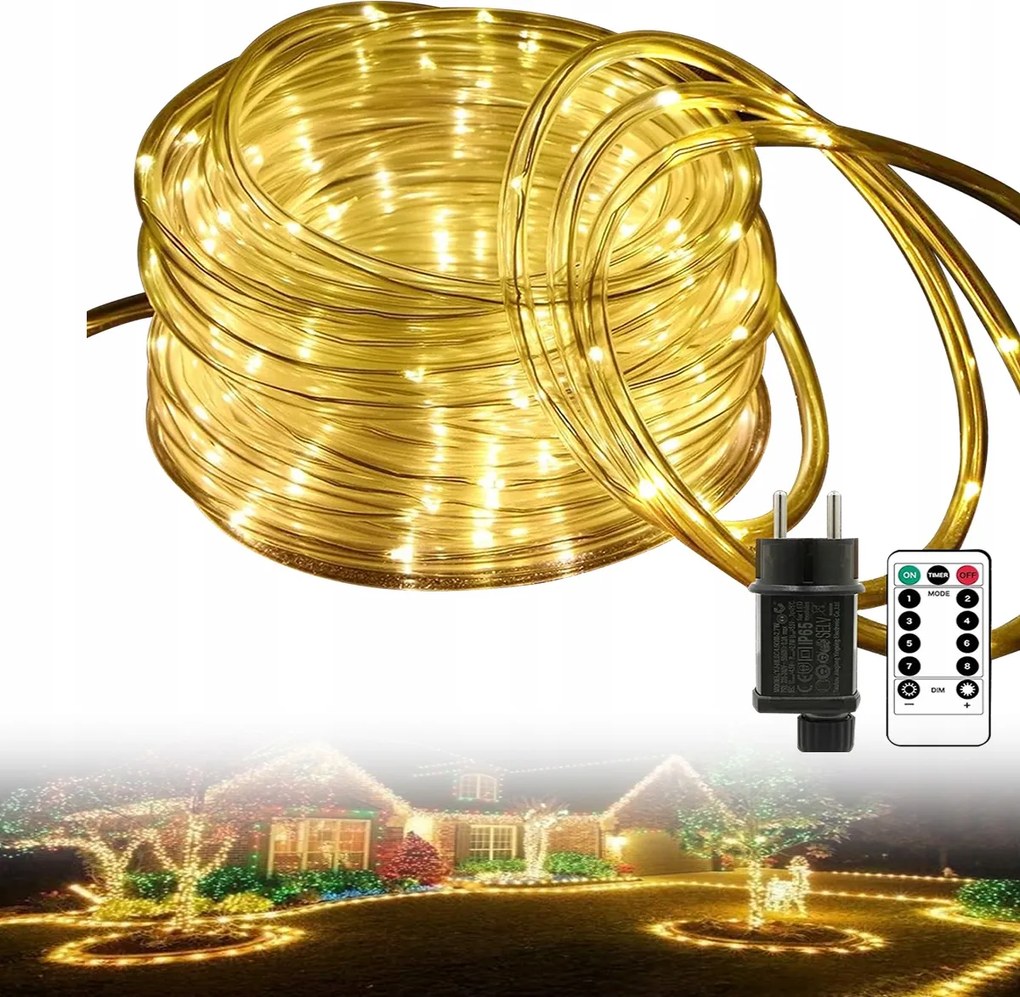 Girlanda LED-es kerti lámpa drót fénylánc 100LED 10 m +távirányító