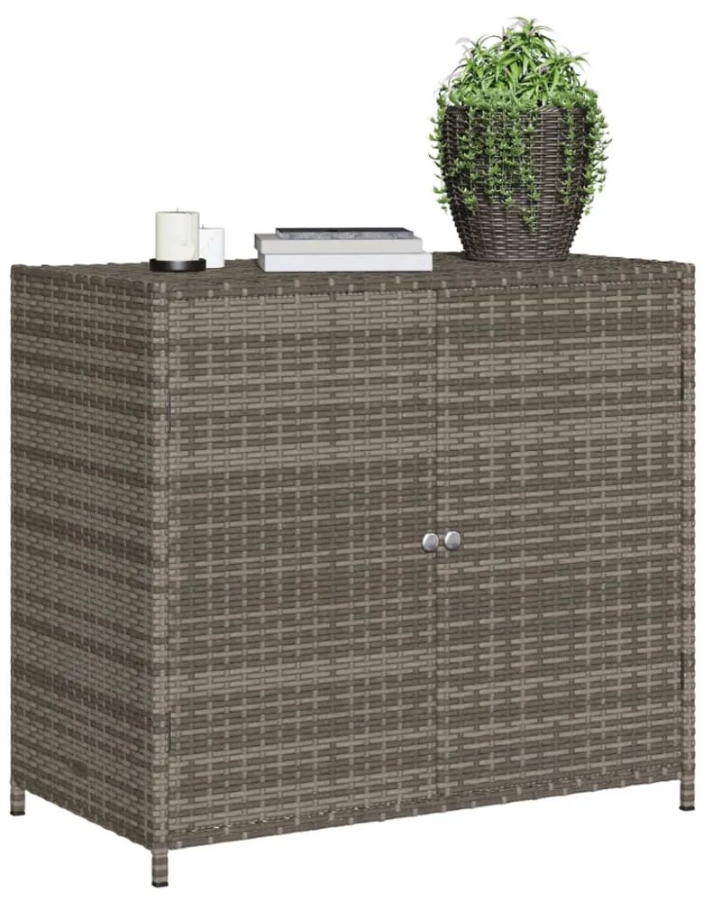 szürke polyrattan kerti tárolószekrény 83x45x76 cm