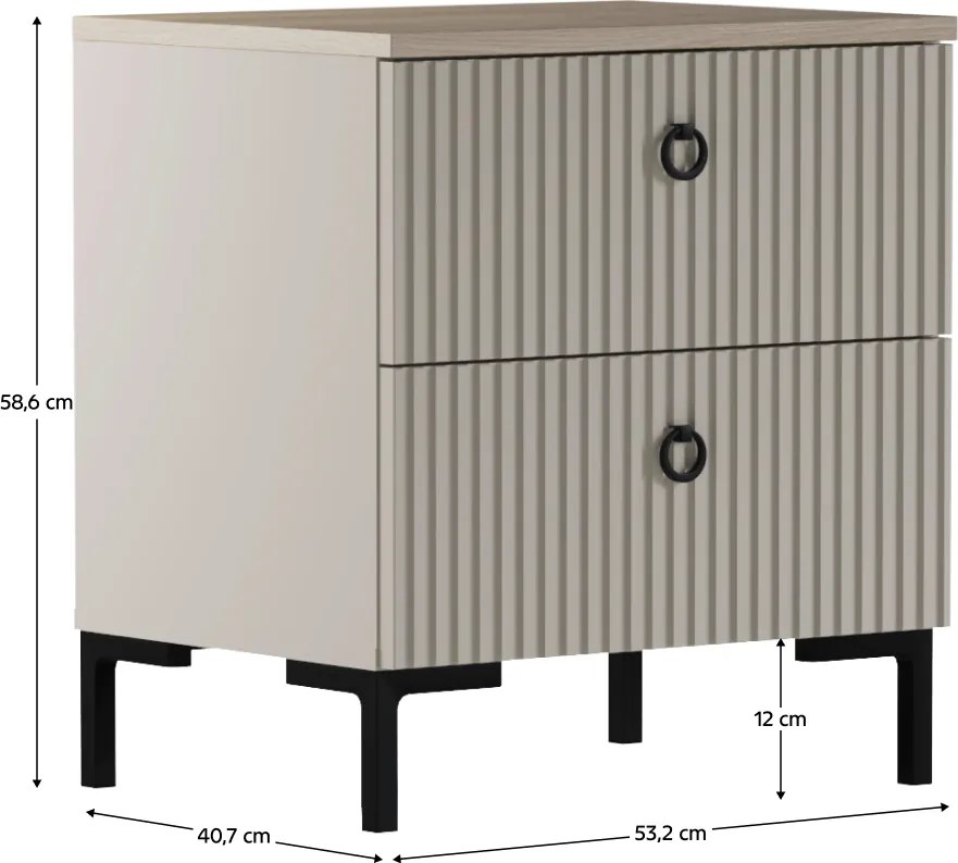 Éjjeliszekrény, szürkésbarna Taupe/silverjack tölgy, DOMCA 2S