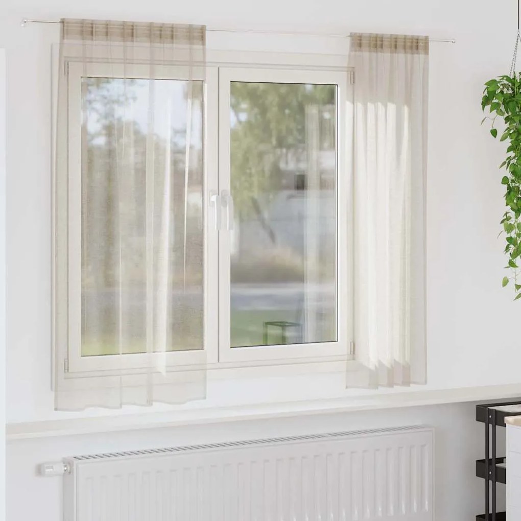 Függönyök függönyökkel 2 pcs Homok Poliészter