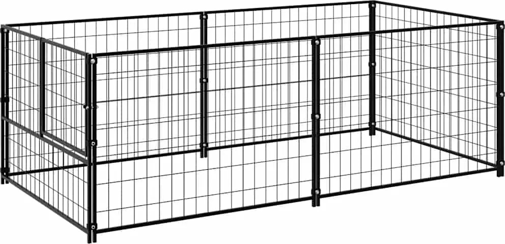 vidaXL fekete acél kutyakennel 200 x 100 x 70 cm