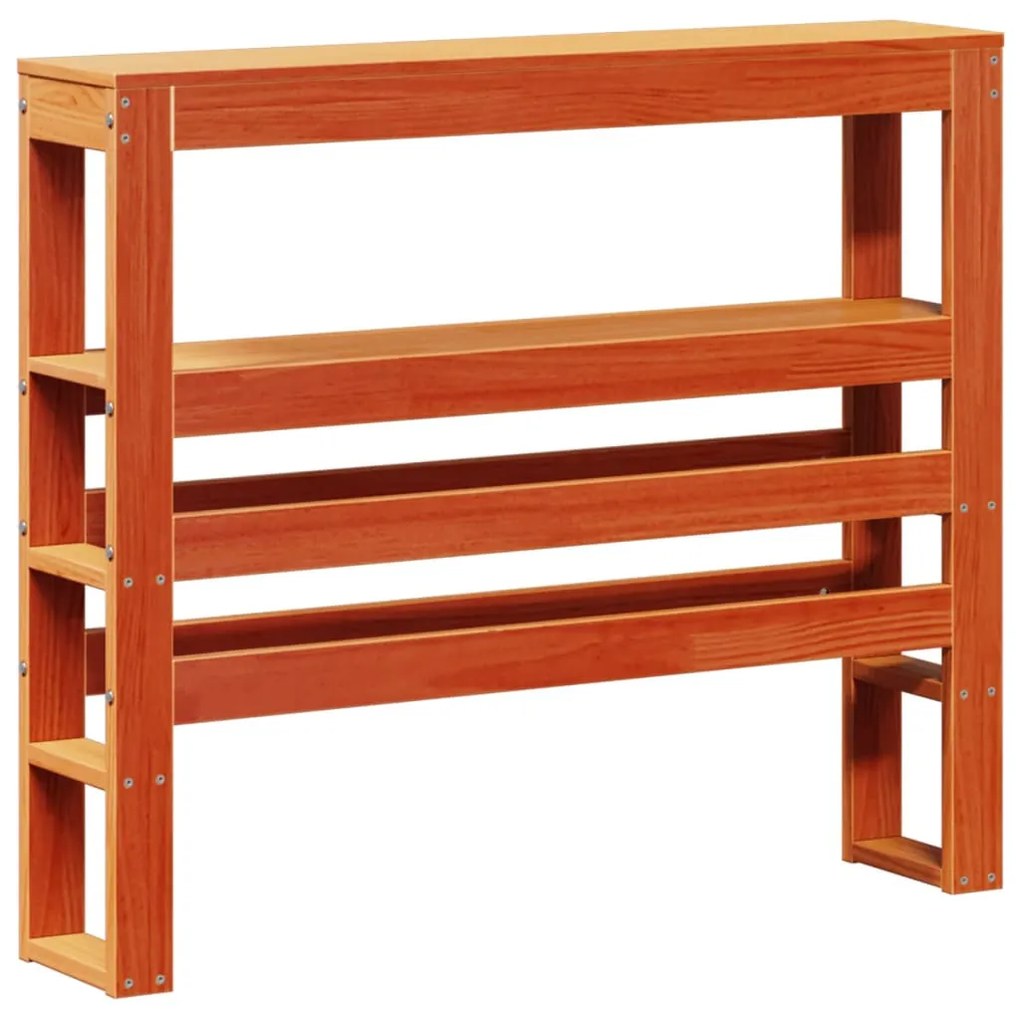 viaszbarna tömör fenyőfa fejtámla polcokkal 90 cm