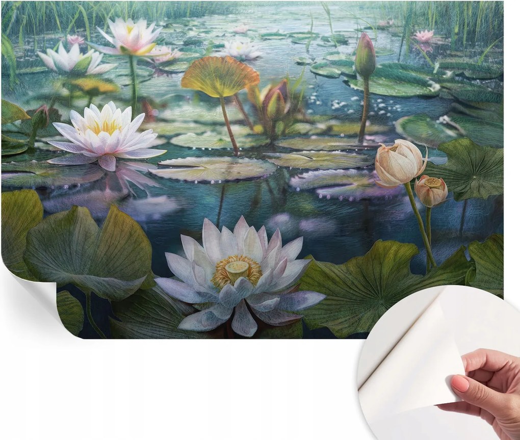 Öntapadós Dekoratív Fotótapéta Hálószobába Tó Virágok 104x70 cm