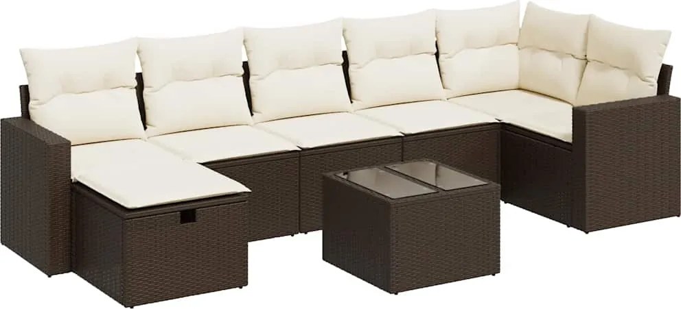 vidaXL 8 részes barna polyrattan kerti ülőgarnitúra párnákkal