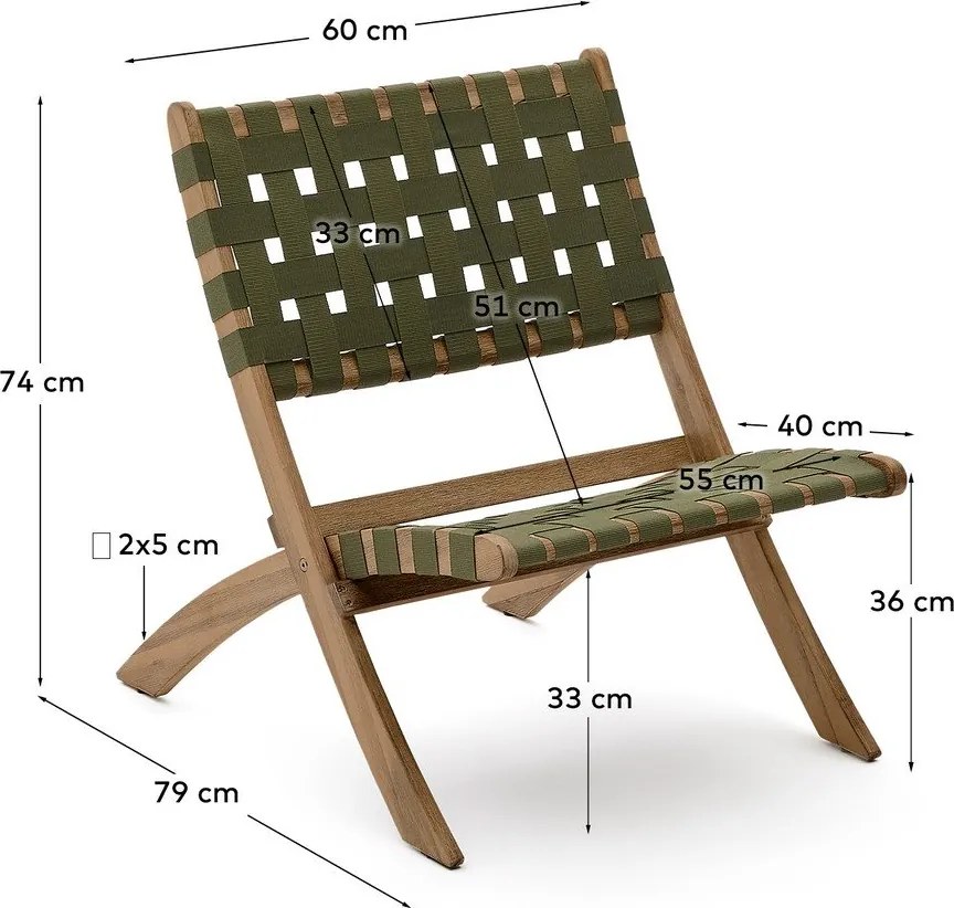 Zöld tömörfa kerti fotel Chabeli – Kave Home
