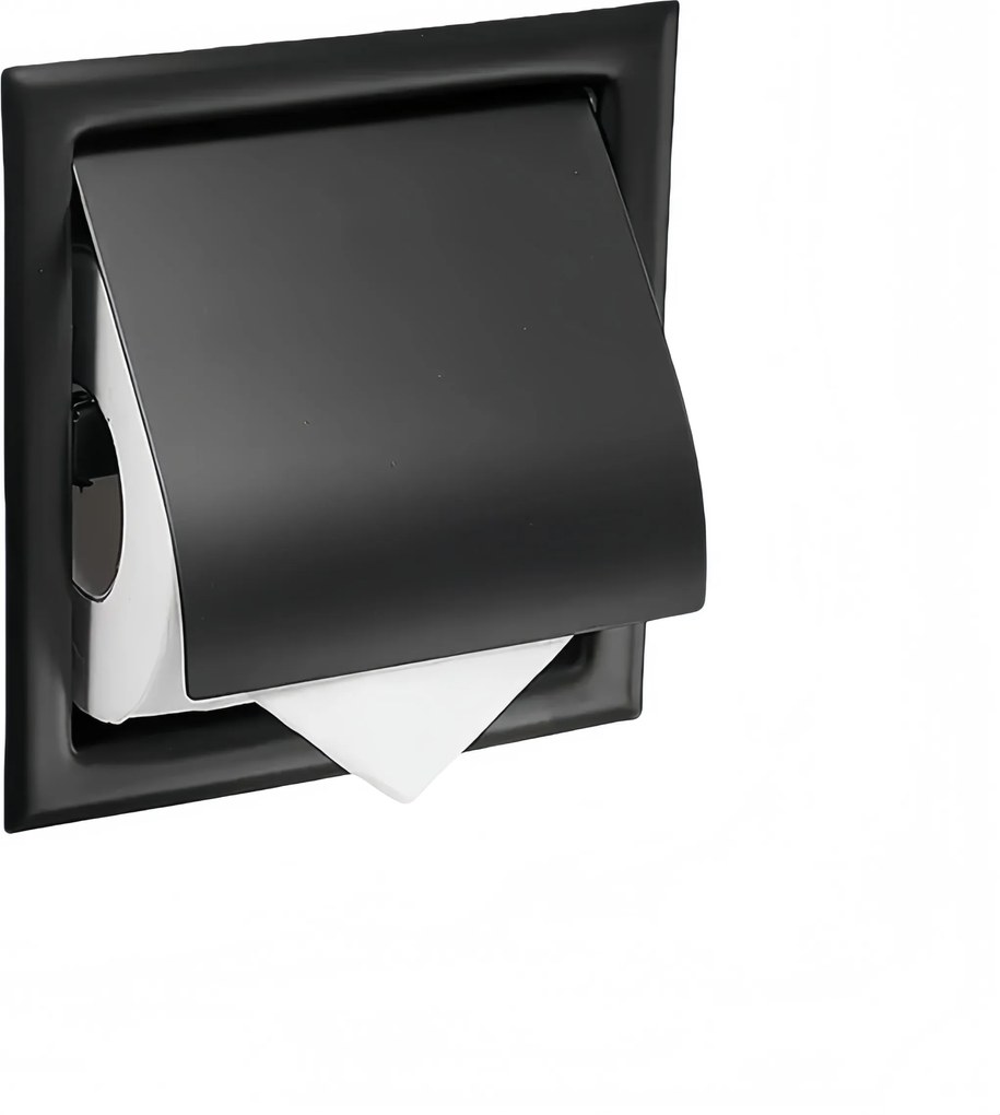 Beépített WC-papír tartó fekete rozsdamentes acélból