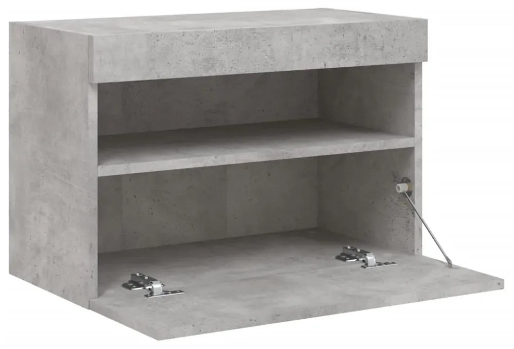 betonszürke falra szerelhető TV-szekrény LED-del 60x30x40 cm