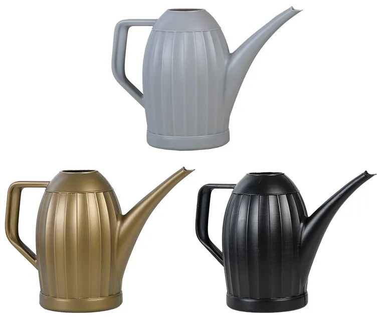 Locsolókanna bordázott mintával, 2 literes, fekete