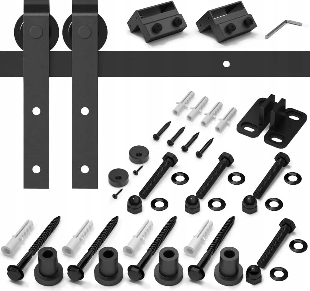 Sankeytew Tolóajtó szett 152,5 cm fekete vezetősín
