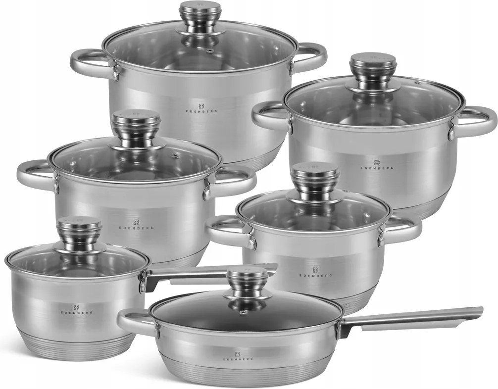 Acél Edények Edénykészlet 12 db-os Edenberg 2001 fedő