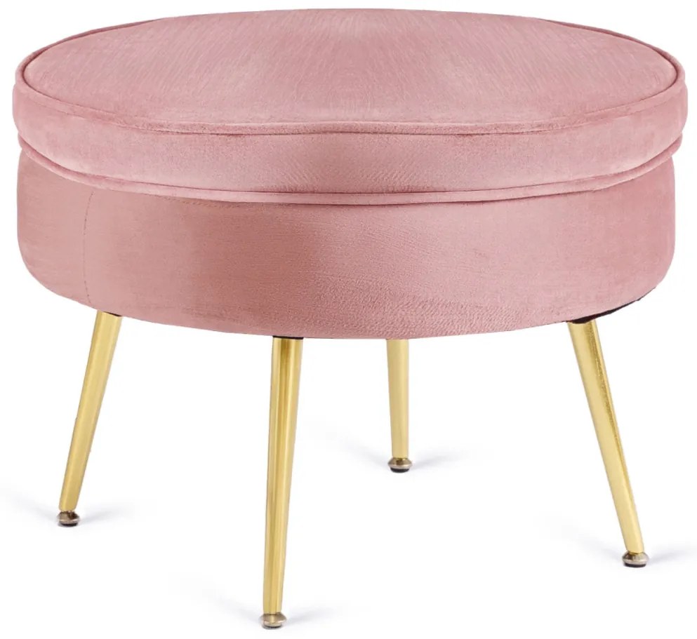 Elegáns Fotel Lábtartóval Rózsaszín Bársony Kárpittal. GRAND