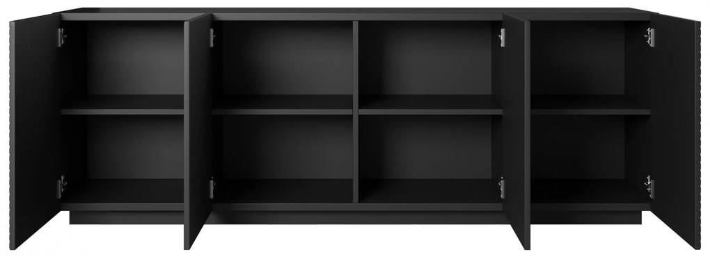 Asha komód 200 cm négyajtós - fekete matt