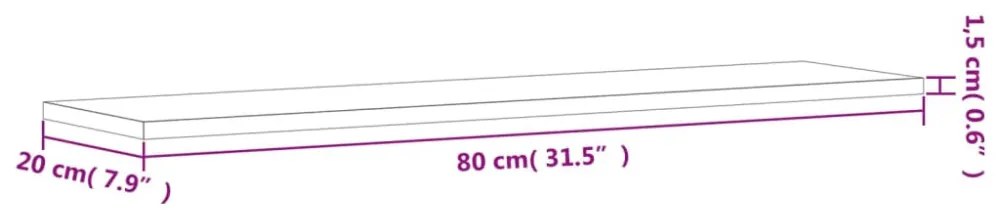 4 db szürke sonoma színű szerelt fa fali polc 80 x 20 x 1,5 cm