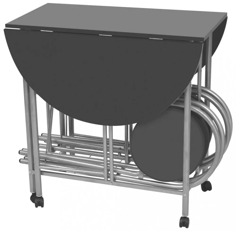 vidaXL 5 darabos, fekete összecsukható MDF étkezőgarnitúra