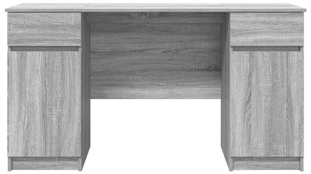 vidaXL Asztal fiókkal polcokkal Szürke sonoma 140 x 49 x 76 cm Faanyag