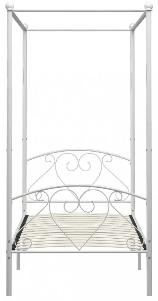 fehér fém baldachinos ágykeret 90 x 200 cm