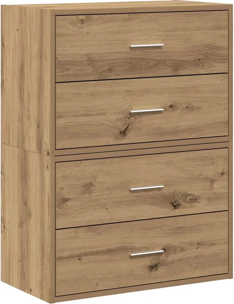 vidaXL 2 db kézműves tölgy szerelt fa szekrény 2 fiókkal 60x31x40 cm