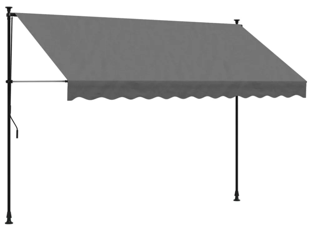 antracit szövet és acél feltekerhető napellenző 300 x 150 cm