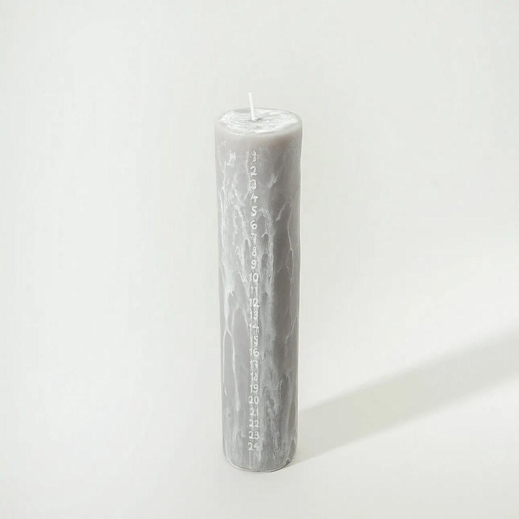 Adventi gyertya szürke 25 cm, karácsony 5x5x25 cm