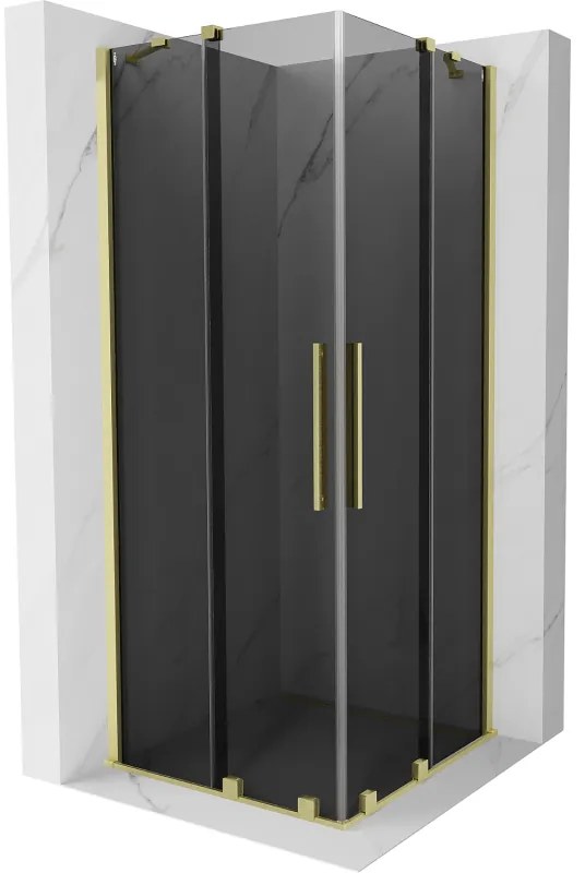 Mexen Velar Duo, zuhanykabin tolóajtóval 90 x 90 cm, 8mm szürke üveg, arany matt, 871-090-090-42-55