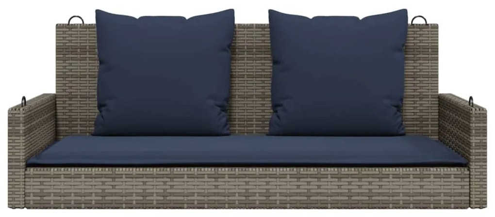 szürke polyrattan hintapad párnákkal 119 x 56 x 48 cm