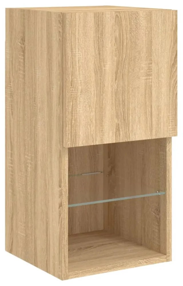 2 db sonoma tölgy színű TV-szekrény LED-lámpákkal 30,5x30x60 cm