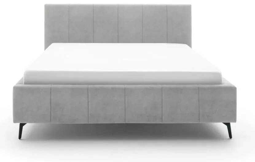 Világosszürke kárpitozott franciaágy tárolóhellyel ágyráccsal 180x200 cm Lizzano – Meise Möbel