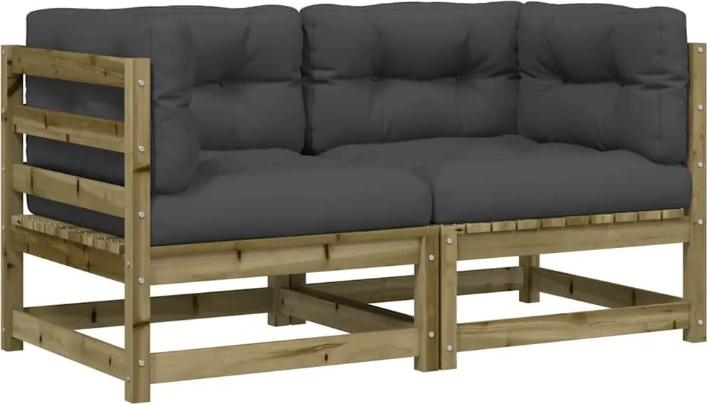 vidaXL 2 db impregnált fenyőfa kerti sarokkanapé párnával