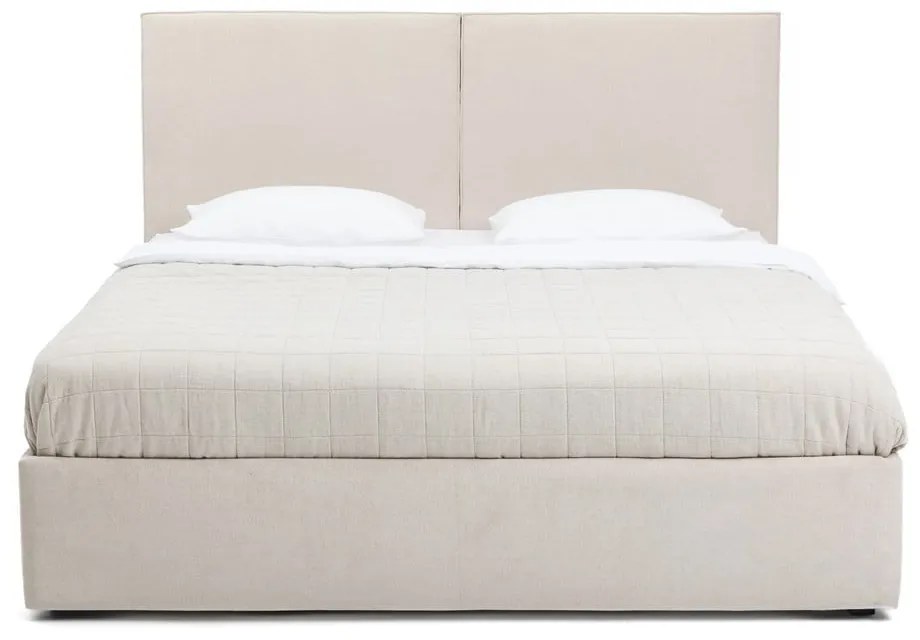 Bézs kárpitozott ágyneműtartós franciaágy matraccal, ágyráccsal 160x200 cm Thessa Bold – Bonami Selection
