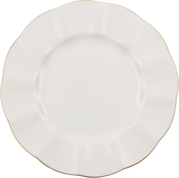 Tányérkészlet porcelán, krém-arany, 24 darabos