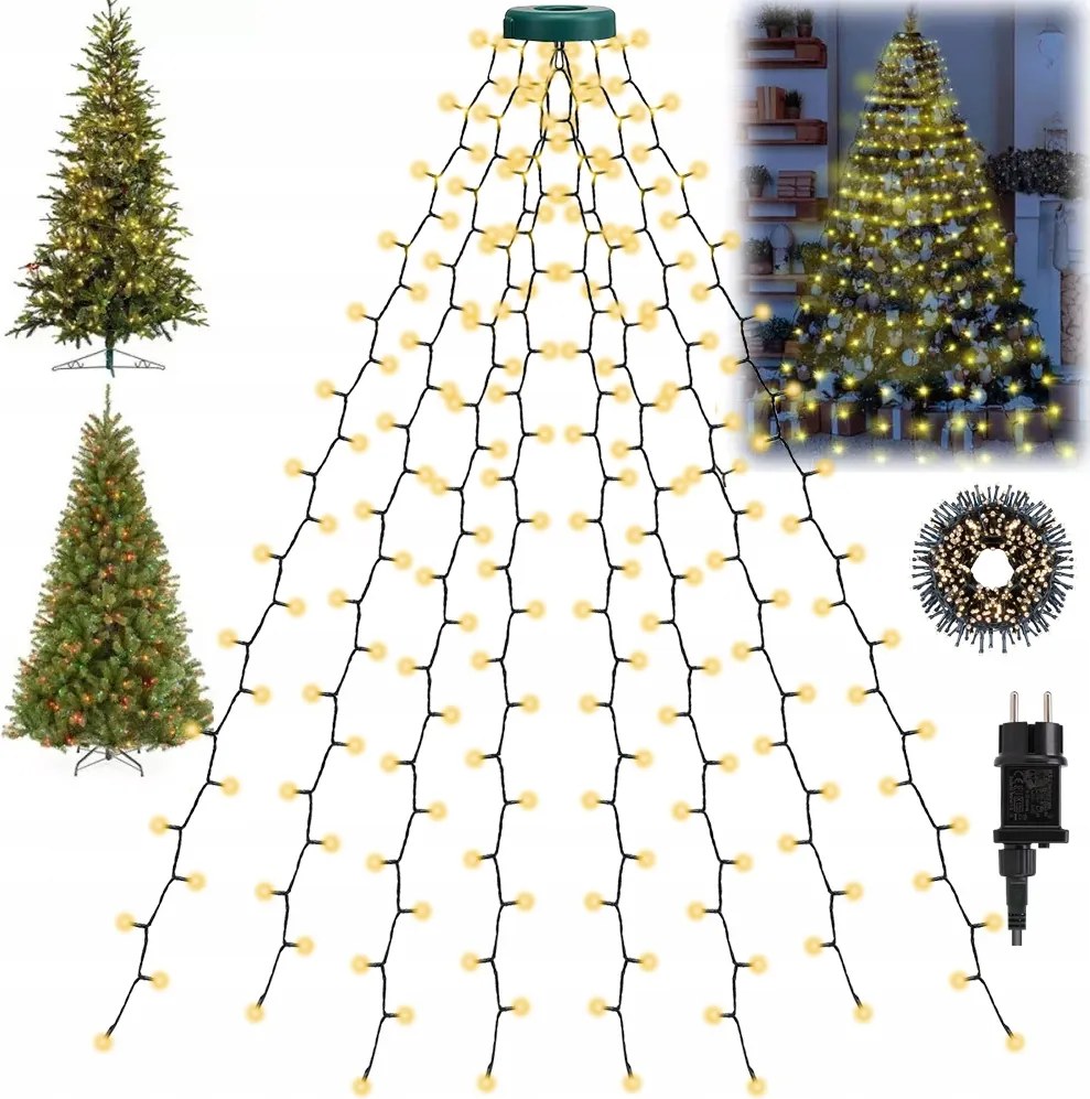 Karácsonyfa Lámpák 280LED Kültéri Beltéri Fehér Meleg Karácsonyi