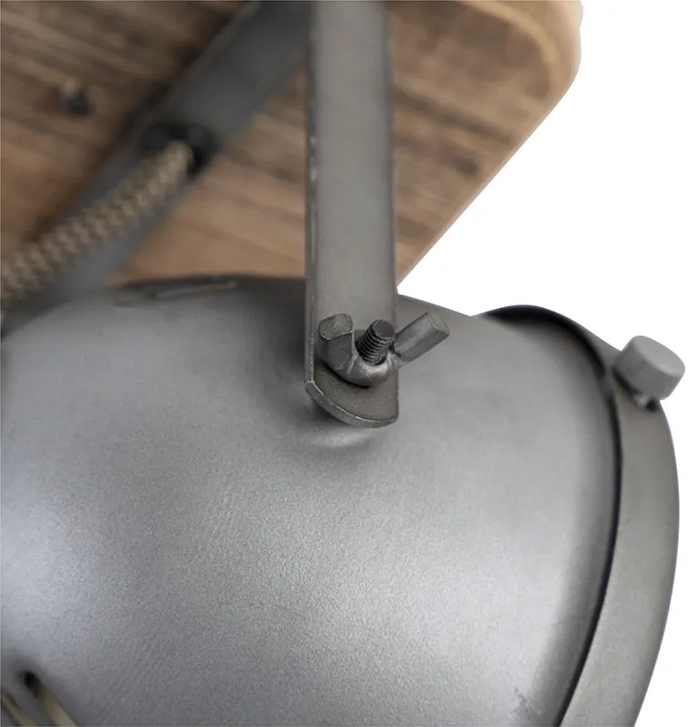 Ipari reflektor lámpa acélból és fával, dönthető - Emado