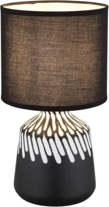 Globo 21733S Asztali lámpa, kerámia fekete, textil fekete, kábel PVC fekete, billenőkapcsoló a kábelen, ø: 175mm, M: 315mm, kábel hossza 1300mm, 1x E14 40W 230V izzó nélkül