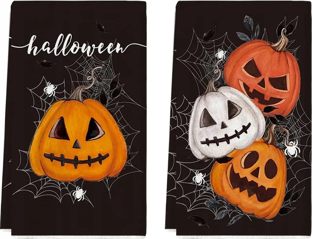 Konyhai törölköző Poliészter törlőkendő 42x65 cm Halloween pók tökök 4db