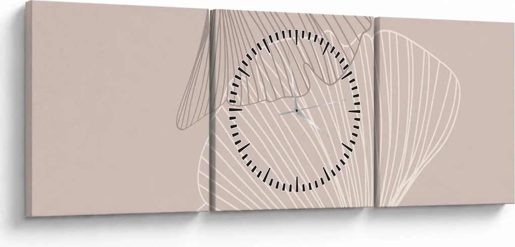 Kép - Bézs színű levelek N⁰2 (órával) (90x30 cm)
