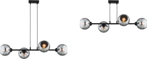 Brilagi - Kábeles csillár DIOR 4xE27/60W/230V fekete/füstszürke