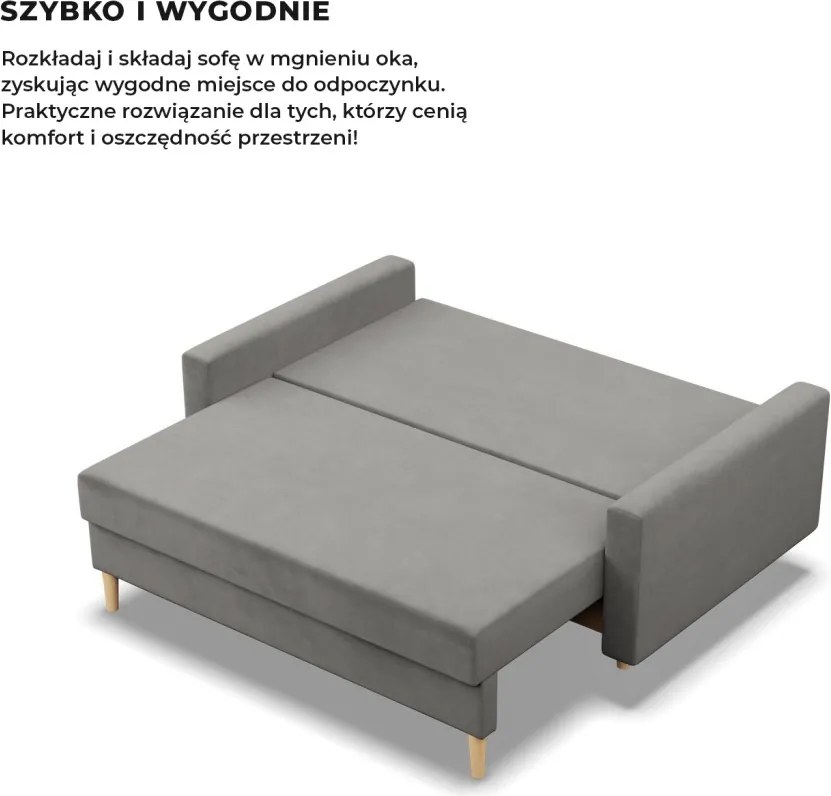 Etna kanapé, bársony, bonell töltet, világosszürke