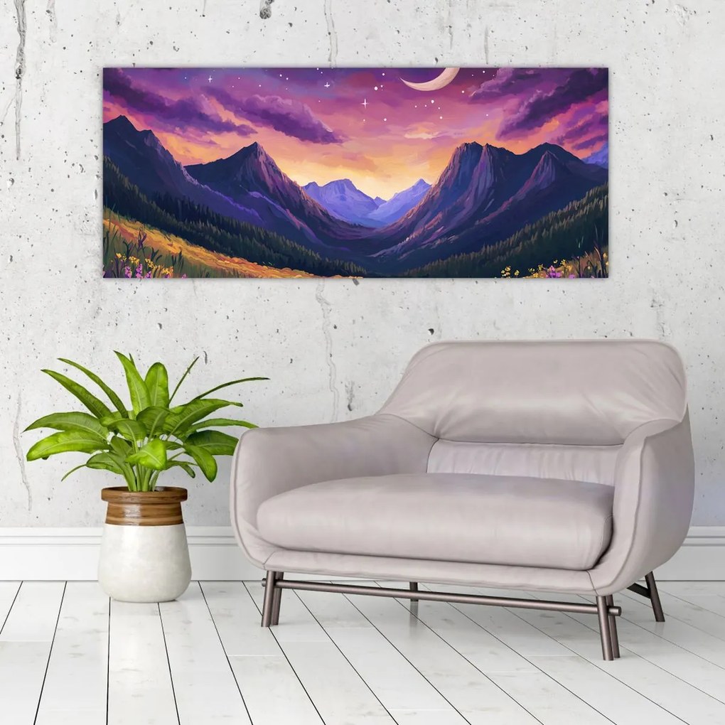 Kép - Lila táj (120x50 cm)