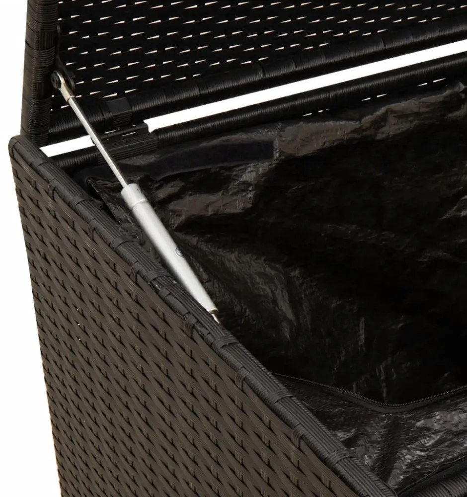 fekete polyrattan kerti tárolóláda kerekekkel 283 L