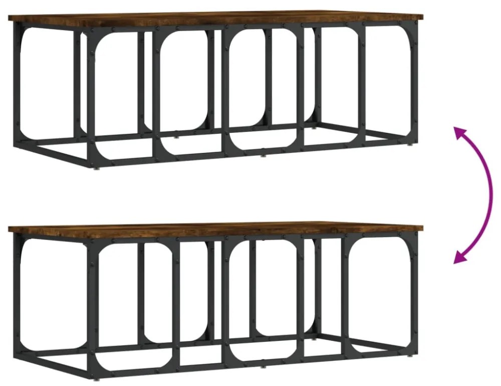 füstös tölgy színű szerelt fa dohányzóasztal 100x50x35,5 cm
