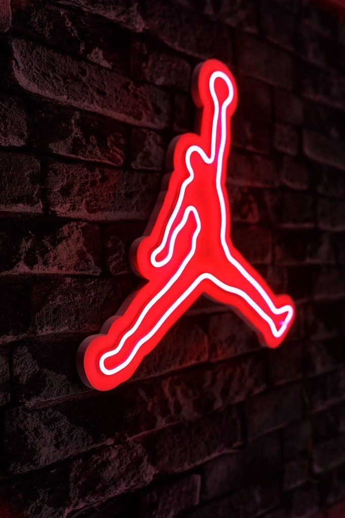 Műanyag LED-es fali dekoráció, Basketball - Red